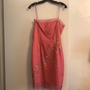 Beautiful coral and gold embroidered dress.